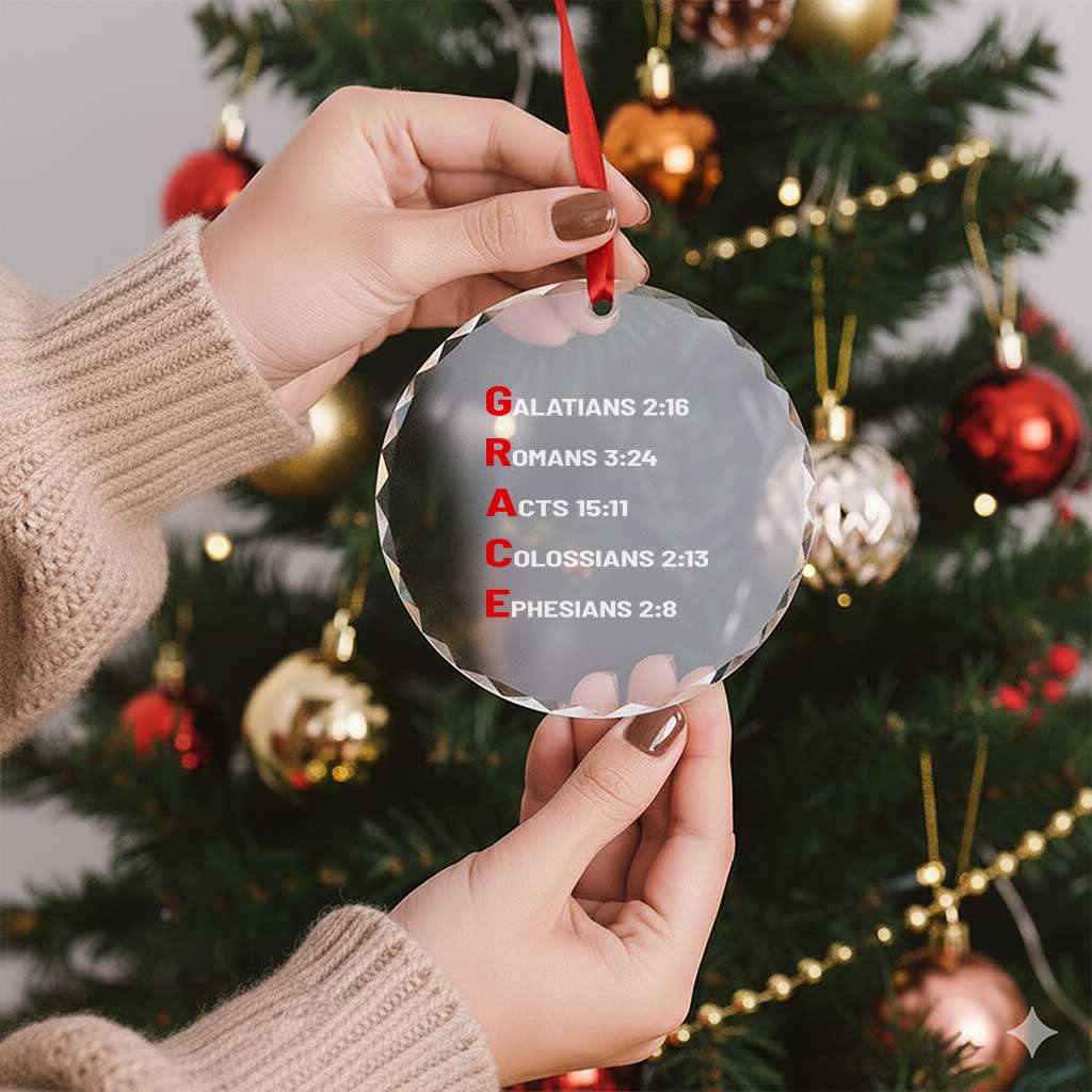 GRACE Christian Scripture Acronym Crystal Glass Ornament Bible Verses Galatians Romans Acts Colossians Ephesians Faith Message Gift TS02 Print Your Wear