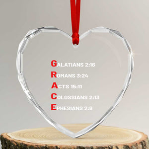 GRACE Christian Scripture Acronym Heart Crystal Glass Ornament Bible Verses Galatians Romans Acts Colossians Ephesians Faith Message Gift TS02 Transparent Glass 3'' Heart Print Your Wear