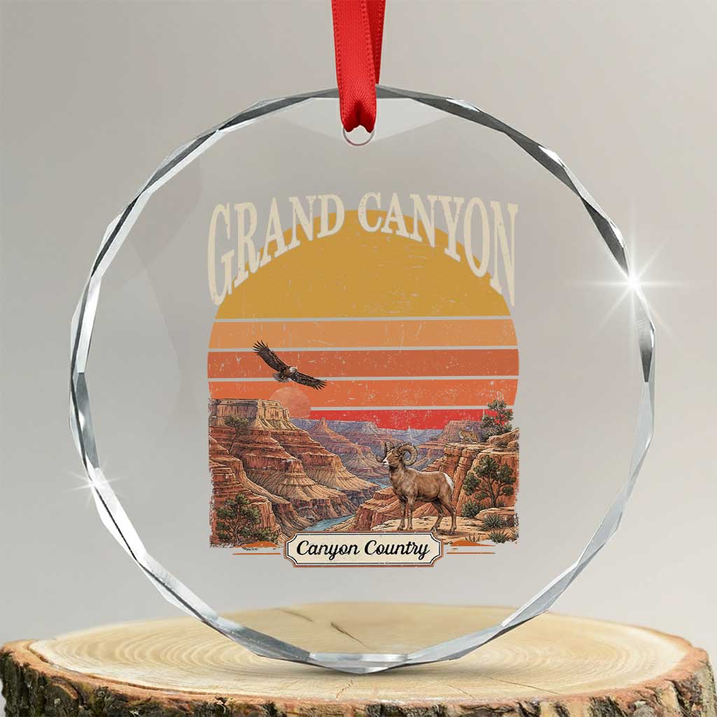 Grand Canyon Arizona 90s Desert Sunset Nostalgia Hiking Crystal Glass Ornament TS14 Transparent Glass 3'' Circle Print Your Wear