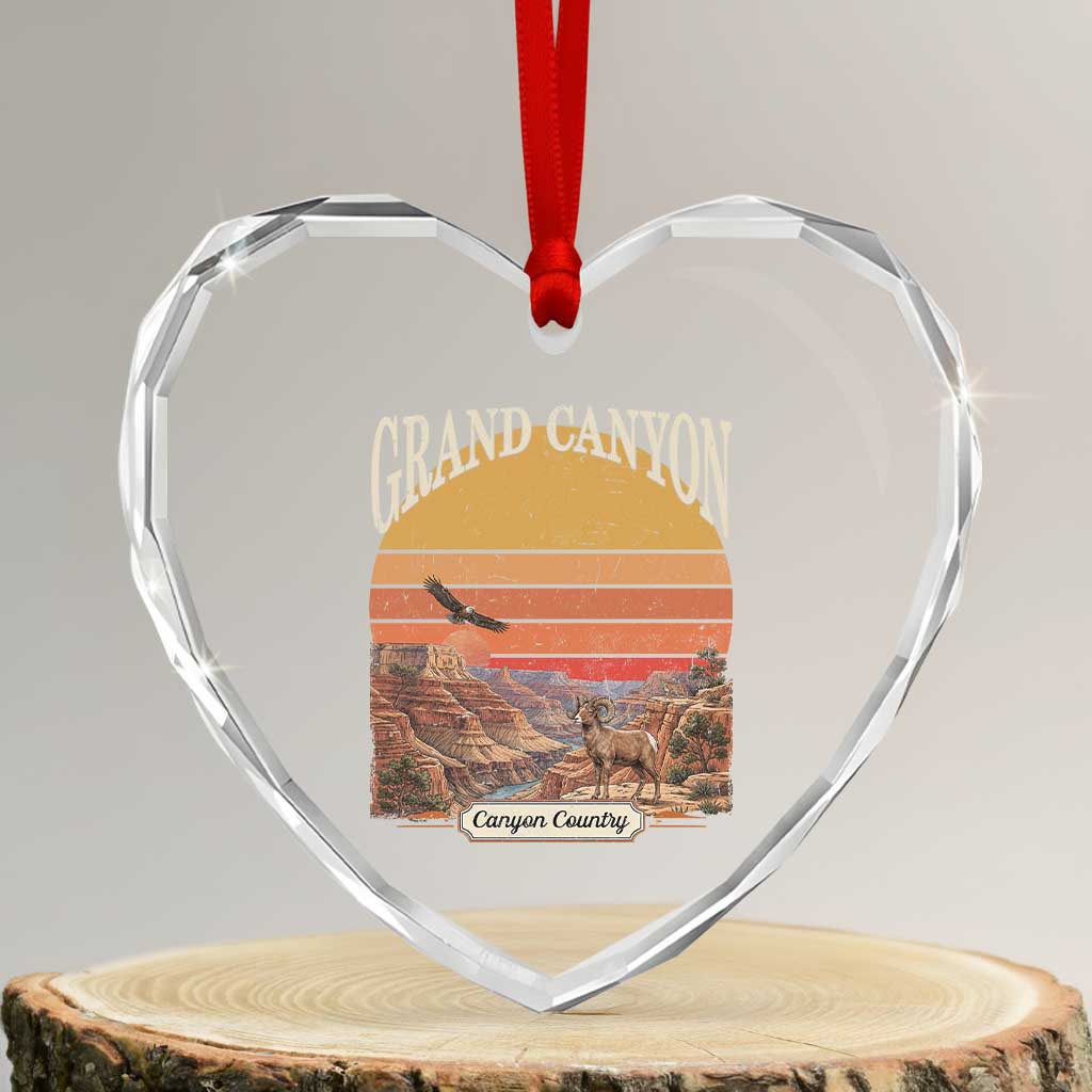 Grand Canyon Arizona 90s Desert Sunset Nostalgia Hiking Heart Crystal Glass Ornament TS14 Transparent Glass 3'' Heart Print Your Wear