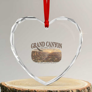 Grand Canyon National Park Arizona Established 1919 Heart Crystal Glass Ornament Retro Deer Wildlife Nature Hiking Southwest Souvenir