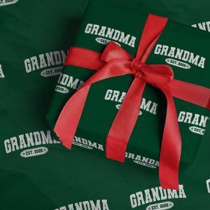 Grandma Est 2026 Wrapping Paper Roll Promoted To Grandparents Mothers Day TS10 Green Print Your Wear