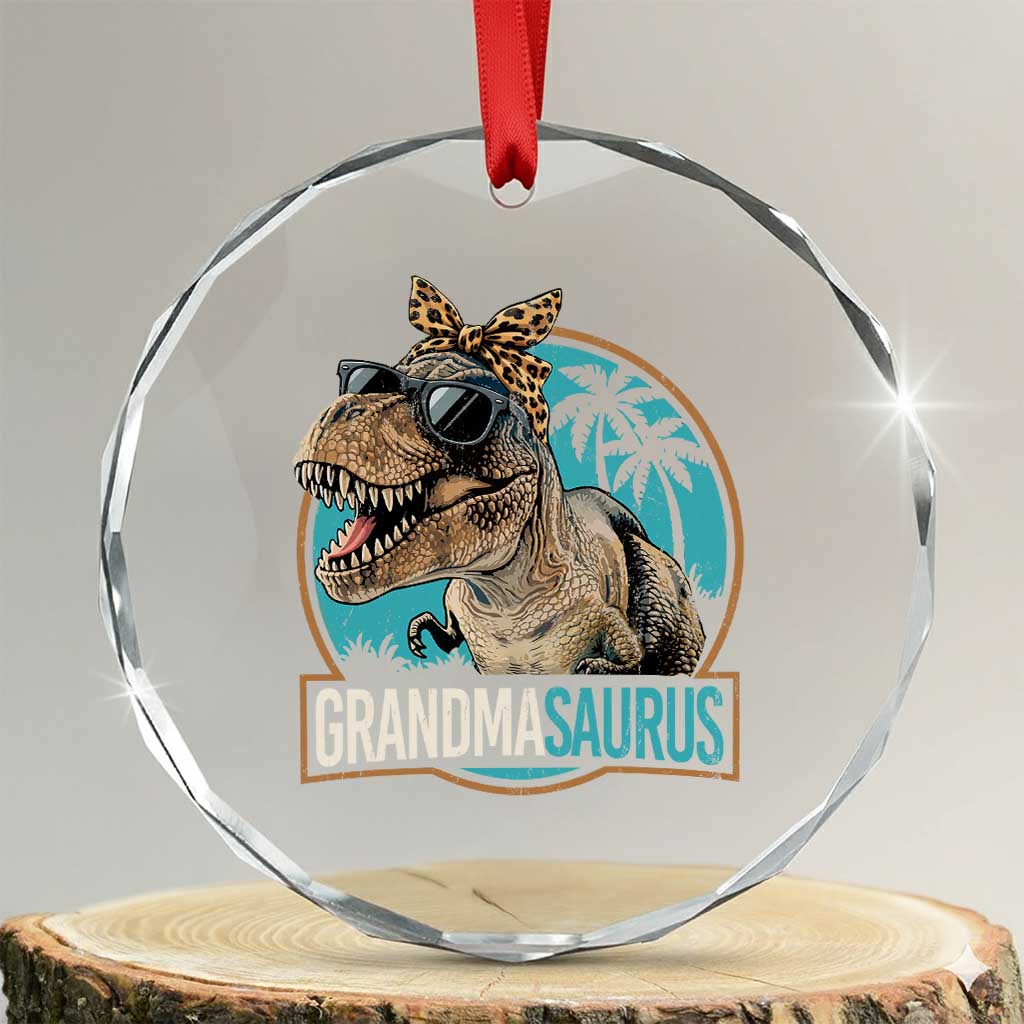 Grandmasaurus Funny Dinosaur Grandma Crystal Glass Ornament Family Matching TS11 Transparent Glass 3'' Circle Print Your Wear