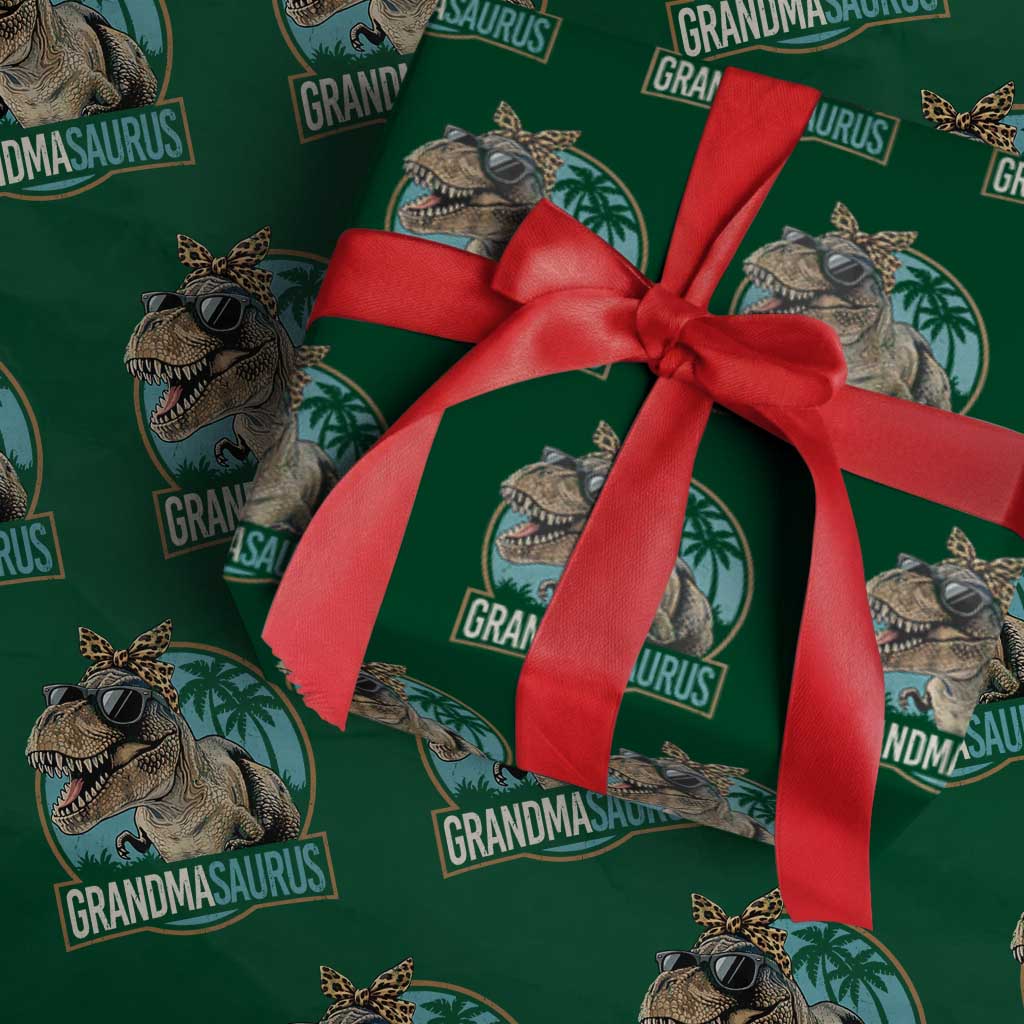 Grandmasaurus Funny Dinosaur Grandma Wrapping Paper Roll Family Matching TS11 Green Print Your Wear