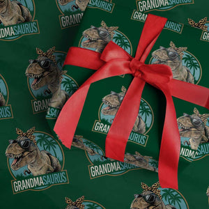 Grandmasaurus Funny Dinosaur Grandma Wrapping Paper Roll Family Matching TS11 Green Print Your Wear