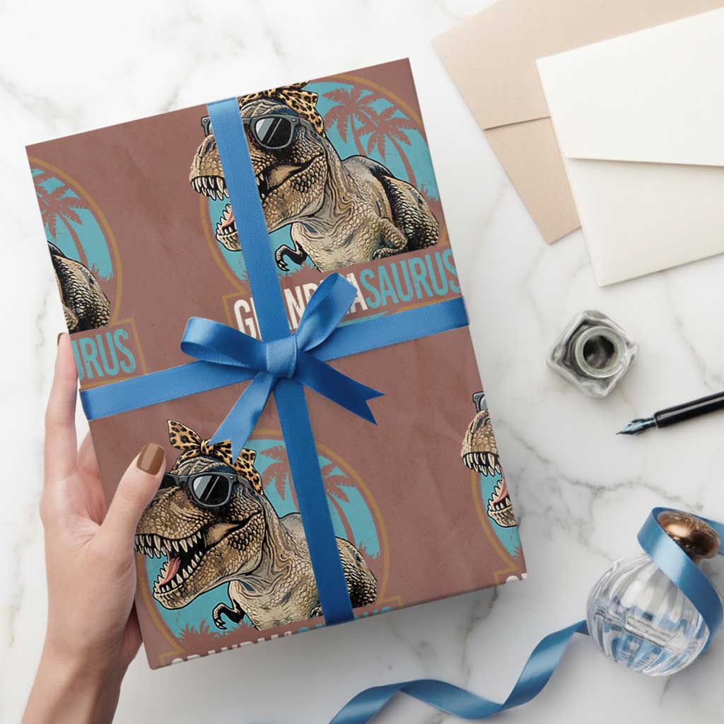 Grandmasaurus Funny Dinosaur Grandma Wrapping Paper Roll Family Matching TS11 Mocha Print Your Wear