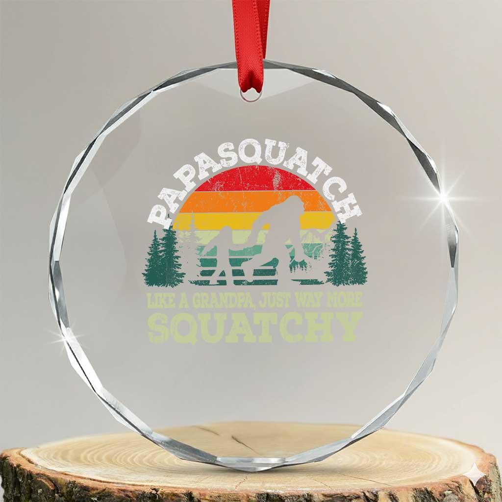 Grandpa Bigfoot Crystal Glass Ornament Retro Sasquatch Funny TS10 Transparent Glass 3'' Circle Print Your Wear