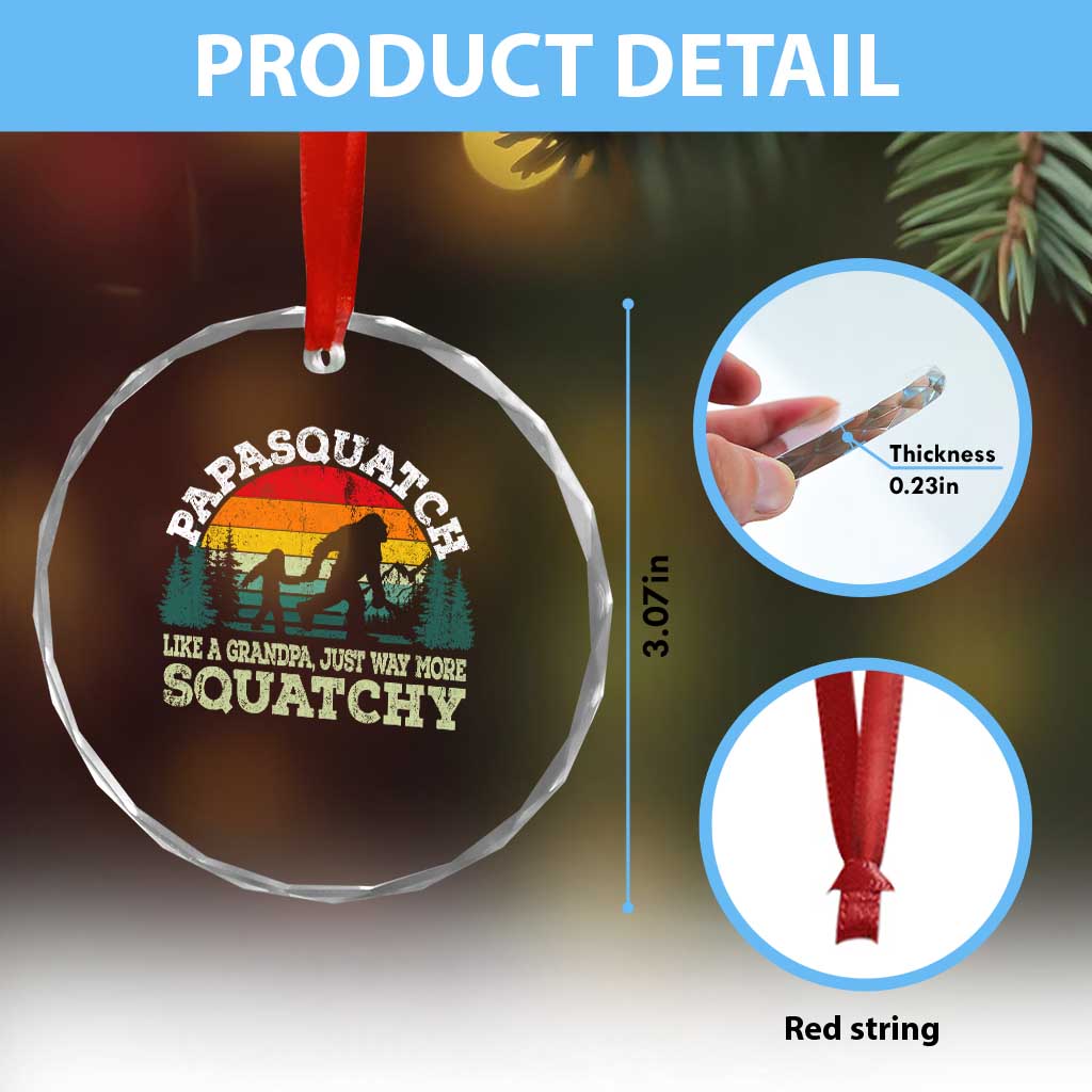 Grandpa Bigfoot Crystal Glass Ornament Retro Sasquatch Funny TS10 Print Your Wear