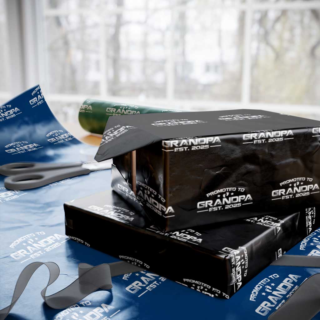 Grandpa Est 2025 Wrapping Paper Roll New Grandpa Father's Day Gift TS10 Black Print Your Wear