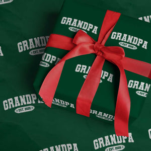 Grandpa Est 2026 Wrapping Paper Roll Promoted To Grandpa Paternity Fathers Day TS10 Green Print Your Wear