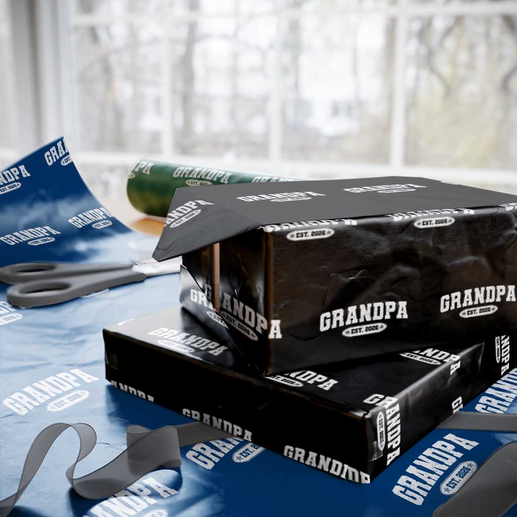 Grandpa Est 2026 Wrapping Paper Roll Promoted To Grandpa Paternity Fathers Day TS10 Black Print Your Wear