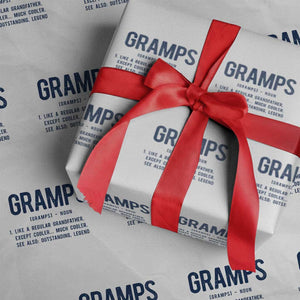 Grandpa Gift For Gramps Wrapping Paper Roll Fathers Day Birthday Gift Idea