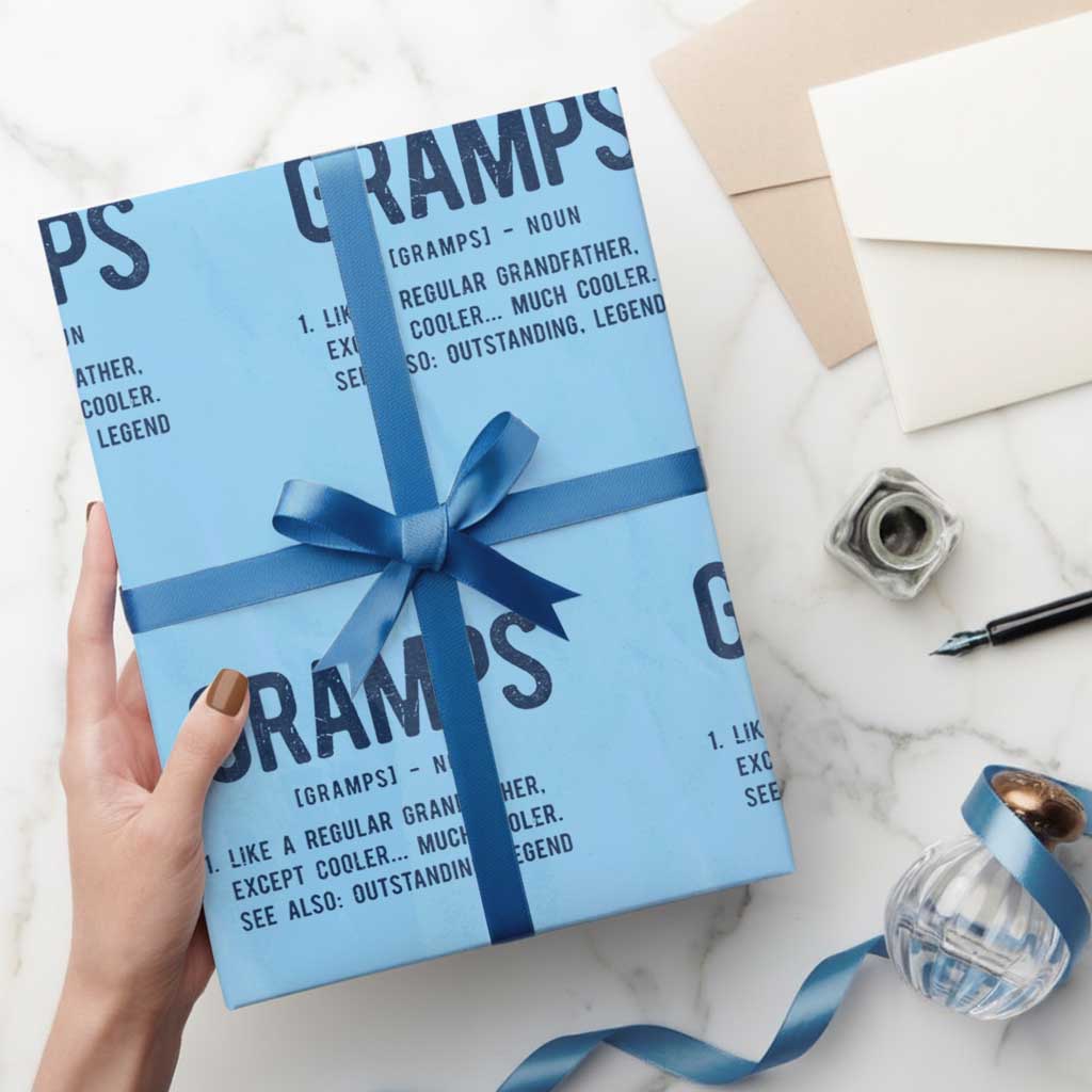 Grandpa Gift For Gramps Wrapping Paper Roll Fathers Day Birthday Gift Idea