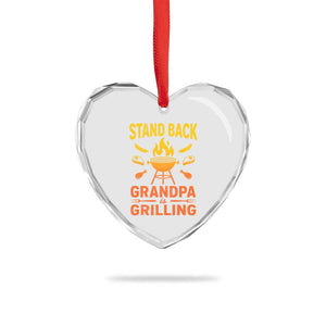 Grandpa Is Grilling Heart Crystal Glass Ornament Funny Fathers Day BBQ