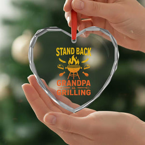 Grandpa Is Grilling Heart Crystal Glass Ornament Funny Fathers Day BBQ