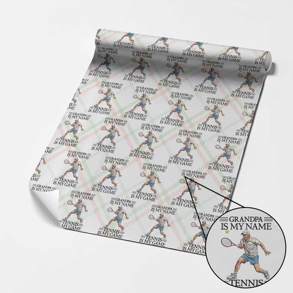 Grandpa Is My Name Tennis Is My Game Wrapping Paper Roll Funny Tennis Quote TS12 Christmas Plaid Print Your Wear