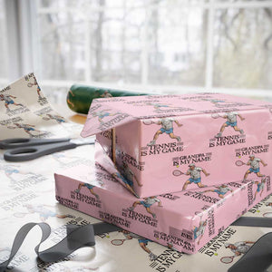 Grandpa Is My Name Tennis Is My Game Wrapping Paper Roll Funny Tennis Quote TS12 Light Pink Print Your Wear