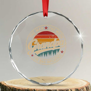 Grandpa The Man The Myth The Bad Influence Crystal Glass Ornament Retro Forest Father's Day