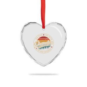 Grandpa The Man The Myth The Bad Influence Heart Crystal Glass Ornament Retro Forest Father's Day