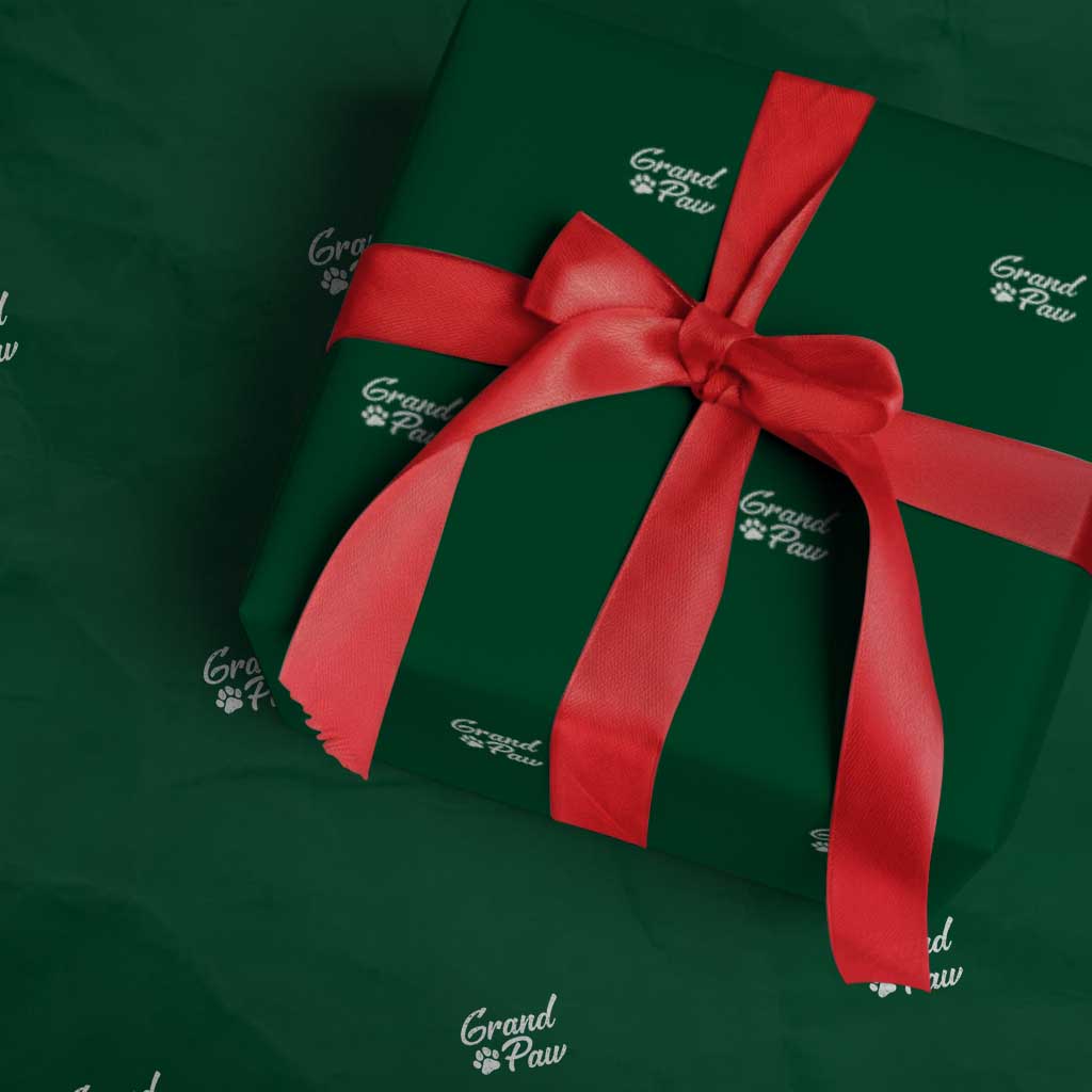 Grandpaw Wrapping Paper Roll Best Dog Grandpa Fathers Day Gift From Dog TS10 Green Print Your Wear