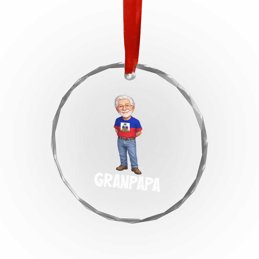 Granpapa Haitian Creole Grandpa Pride Crystal Glass Ornament Grandfather Hispanic Haiti Heritage Father's Day TS02 Print Your Wear