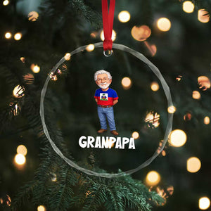 Granpapa Haitian Creole Grandpa Pride Crystal Glass Ornament Grandfather Hispanic Haiti Heritage Father's Day TS02 Print Your Wear