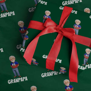 Granpapa Haitian Creole Grandpa Pride Wrapping Paper Roll Grandfather Hispanic Haiti Heritage Father's Day TS02 Green Print Your Wear