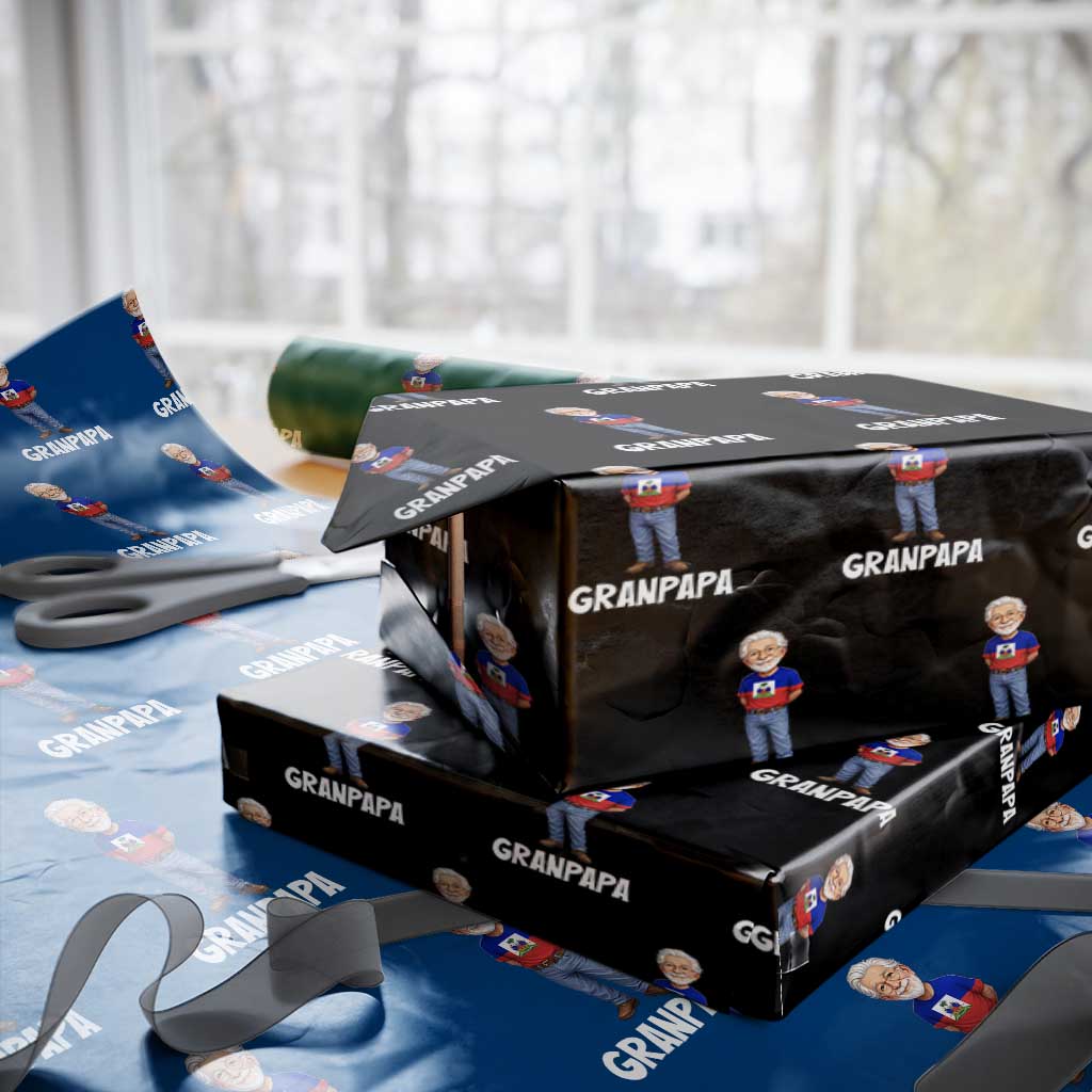 Granpapa Haitian Creole Grandpa Pride Wrapping Paper Roll Grandfather Hispanic Haiti Heritage Father's Day TS02 Black Print Your Wear