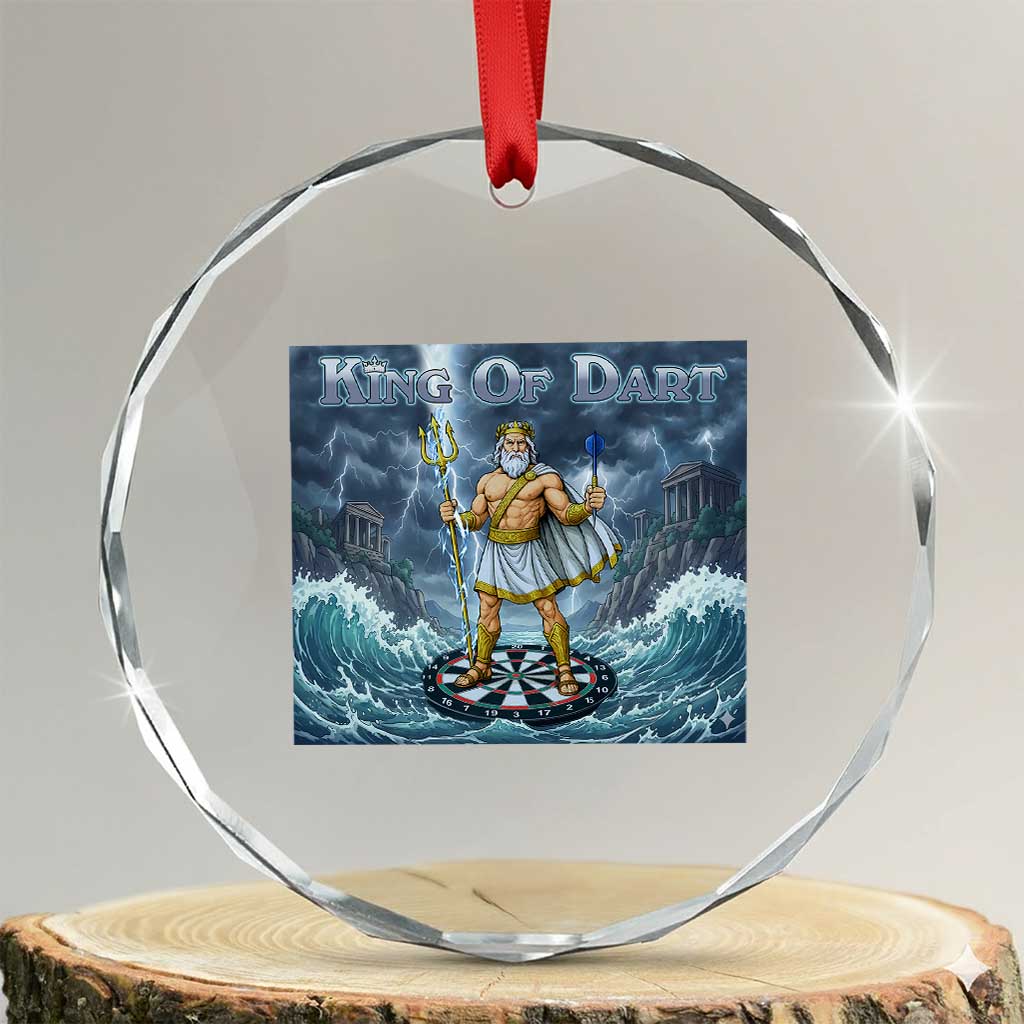 Greek Mythology Poseidon Dart Player Crystal Glass Ornament King Of Dart Trident Thrower TS12 Transparent Glass 3'' Circle Print Your Wear