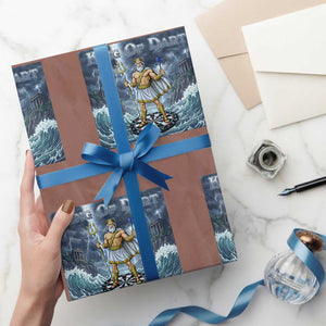 Greek Mythology Poseidon Dart Player Wrapping Paper Roll King Of Dart Trident Thrower TS12 Mocha Print Your Wear