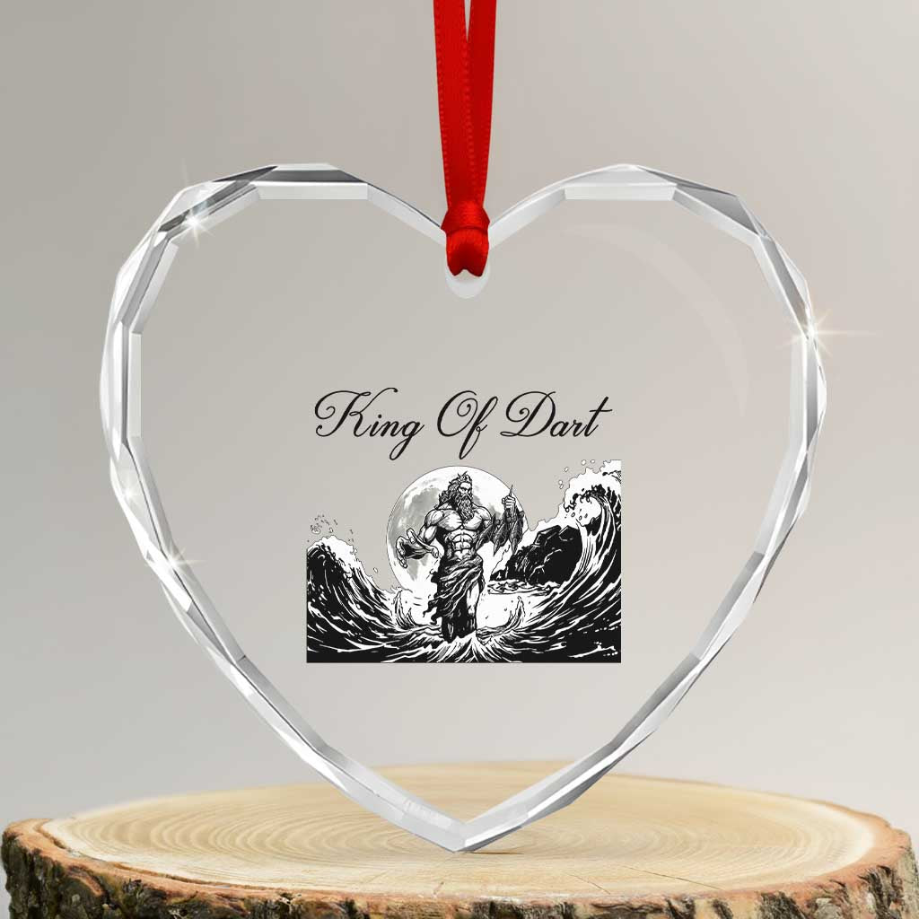 Greek Mythology Poseidon Dartist Heart Crystal Glass Ornament King Of Dart Thrower TS12 Transparent Glass 3'' Heart Print Your Wear