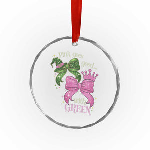 Green and Pink Coquette Bow Crystal Glass Ornament Pink Goes Good With Green TS02 Print Your Wear