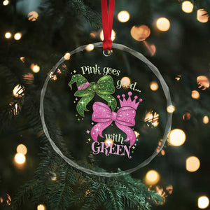 Green and Pink Coquette Bow Crystal Glass Ornament Pink Goes Good With Green TS02 Print Your Wear