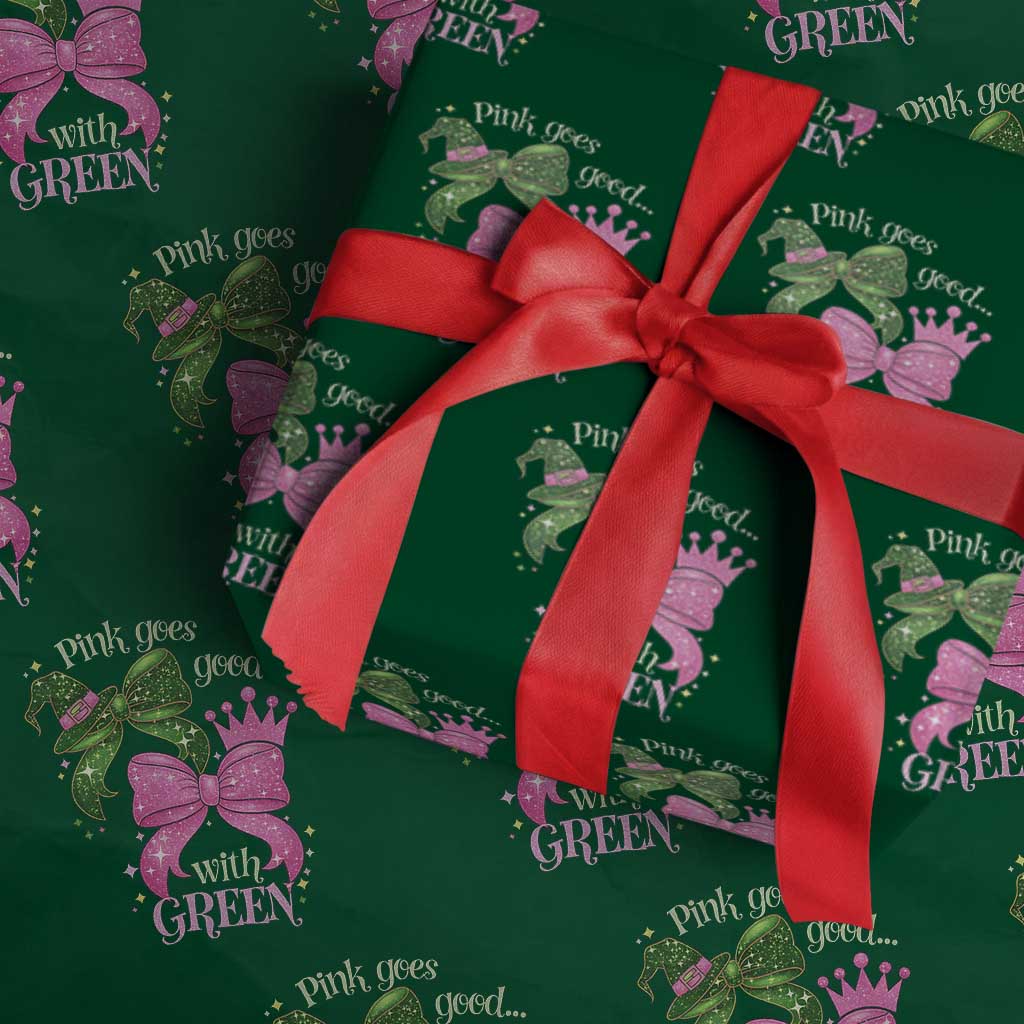 Green and Pink Coquette Bow Wrapping Paper Roll Pink Goes Good With Green TS02 Green Print Your Wear