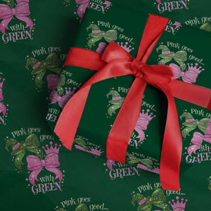 Green and Pink Coquette Bow Wrapping Paper Roll Pink Goes Good With Green TS02 Green Print Your Wear