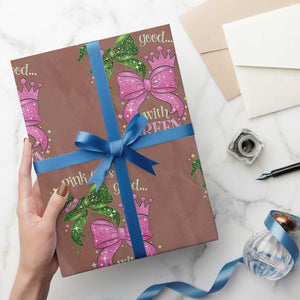 Green and Pink Coquette Bow Wrapping Paper Roll Pink Goes Good With Green TS02 Mocha Print Your Wear
