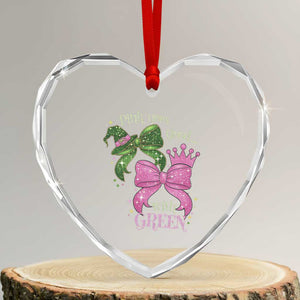 Green and Pink Coquette Bow Heart Crystal Glass Ornament Pink Goes Good With Green TS02 Transparent Glass 3'' Heart Print Your Wear