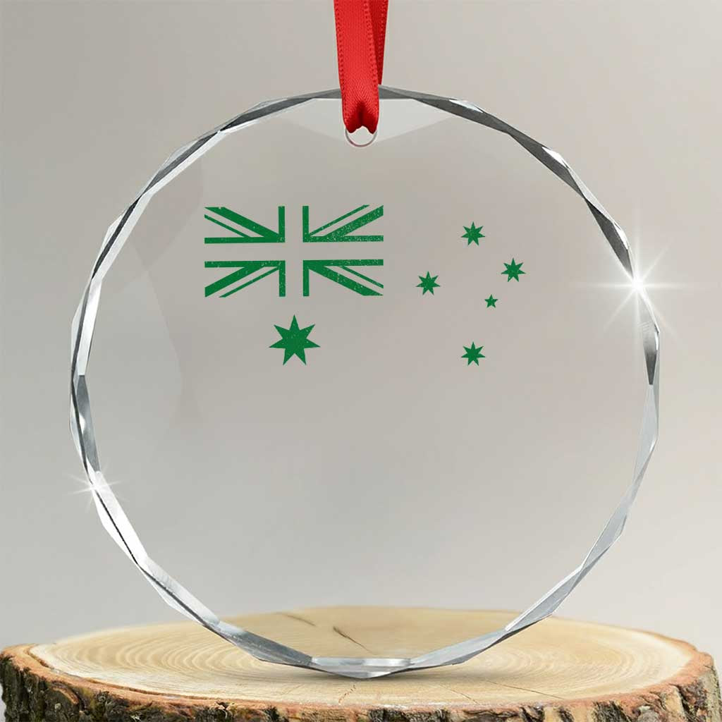 Green Australian Flag Crystal Glass Ornament Australia Patriotic Country Pride Monochrome Minimalist Graphic TS10 Transparent Glass 3'' Circle Print Your Wear
