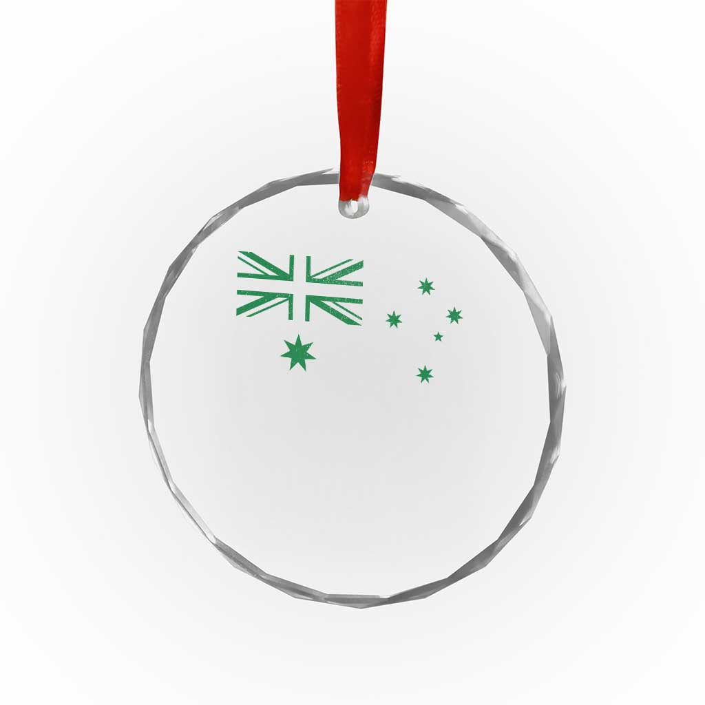 Green Australian Flag Crystal Glass Ornament Australia Patriotic Country Pride Monochrome Minimalist Graphic
