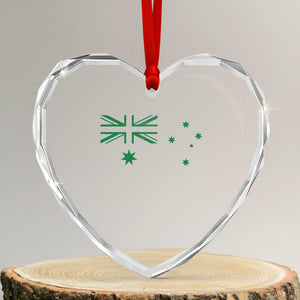 Green Australian Flag Heart Crystal Glass Ornament Australia Patriotic Country Pride Monochrome Minimalist Graphic