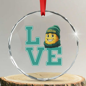 Green Bay Cheesehead Crystal Glass Ornament Football Fan Supporter Gift Idea TS12 Transparent Glass 3'' Circle Print Your Wear