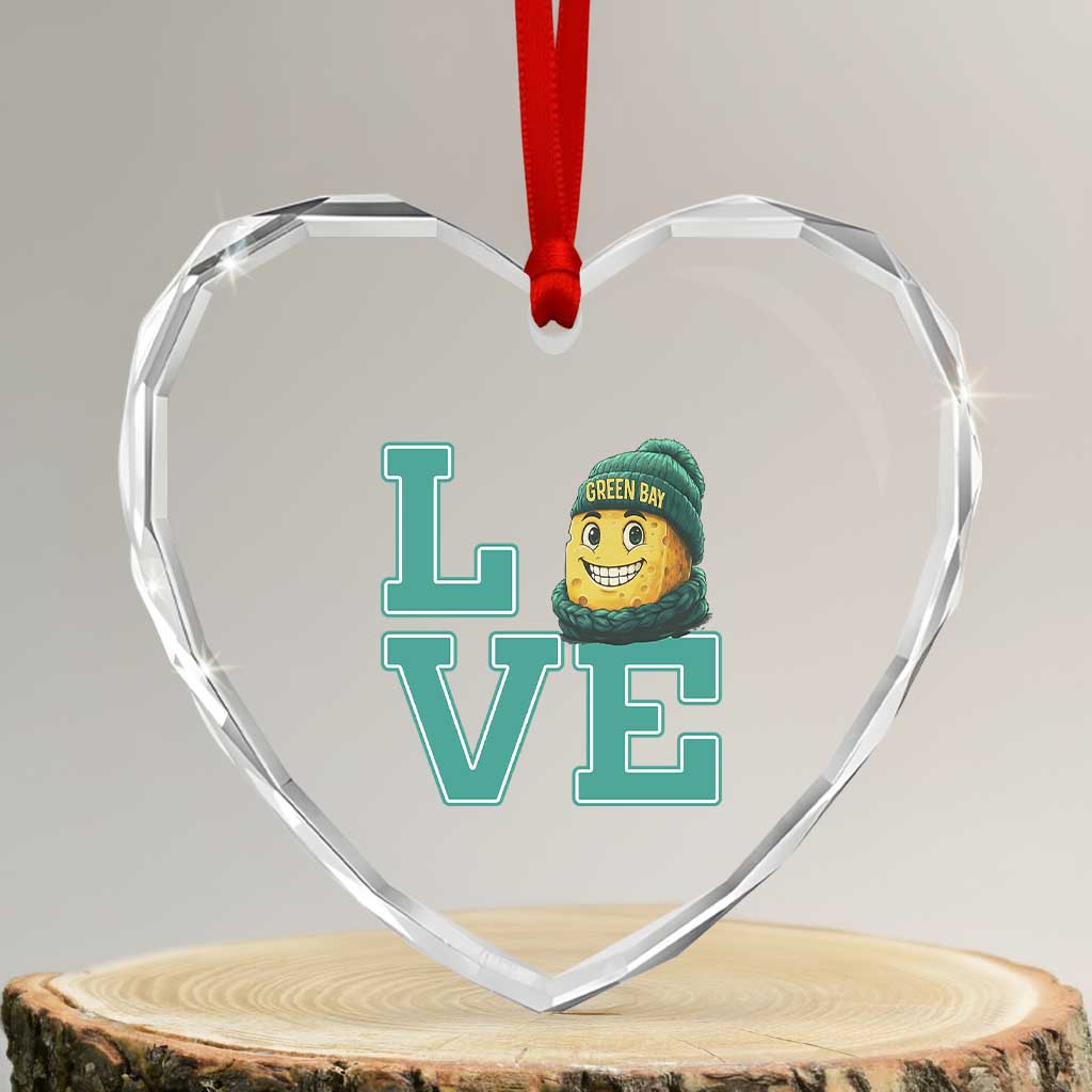 Green Bay Cheesehead Heart Crystal Glass Ornament Football Fan Supporter Gift Idea TS12 Transparent Glass 3'' Heart Print Your Wear