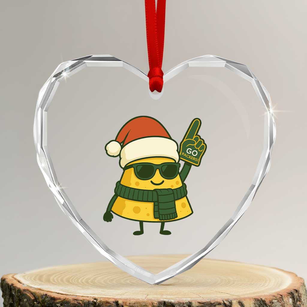 GB Fan Christmas Heart Crystal Glass Ornament Gifts for Sports Fans Santa Hat TS10 Transparent Glass 3'' Heart Print Your Wear