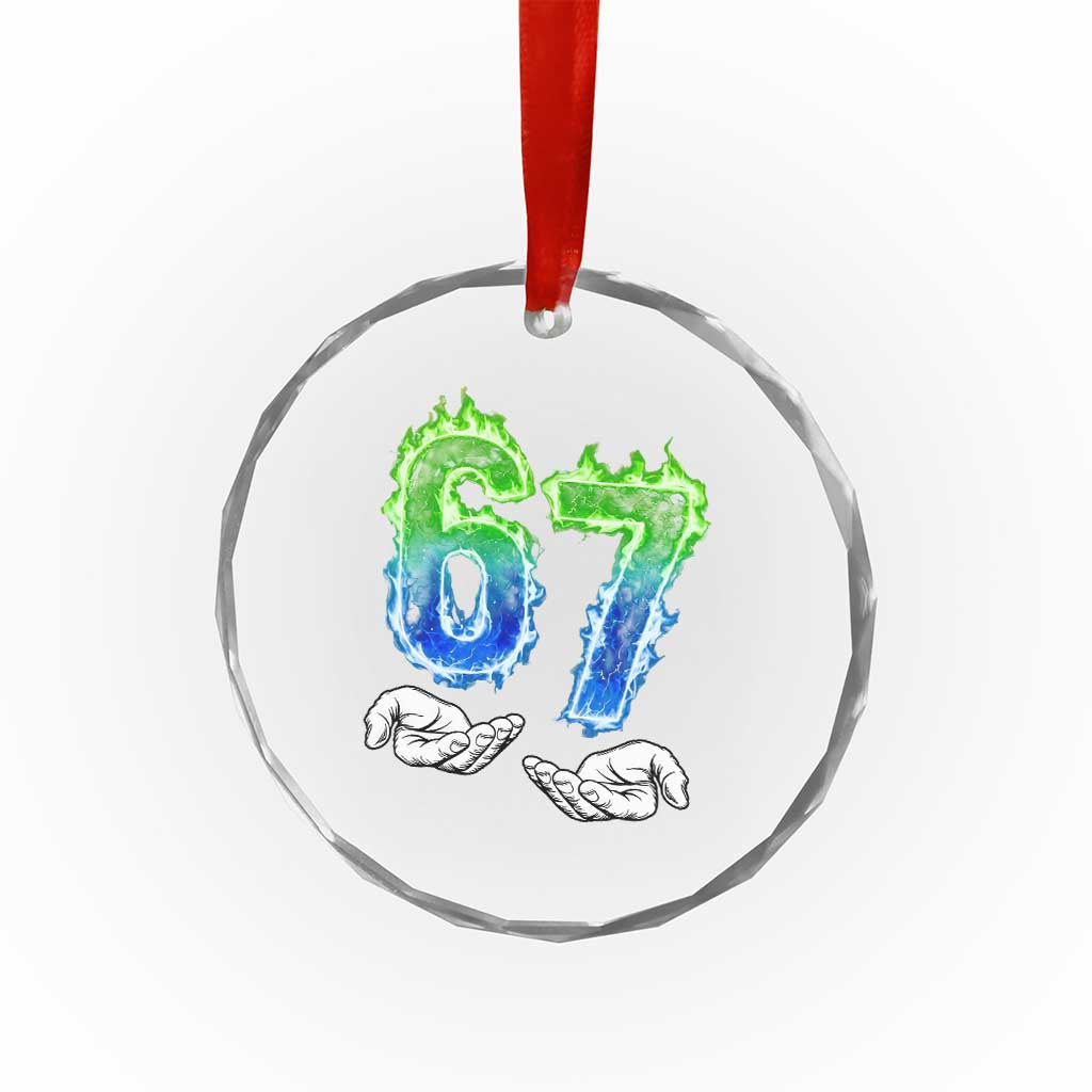 Green Fire Flame Six Seven Crystal Glass Ornament Trendy Meme Gift TS12 Print Your Wear