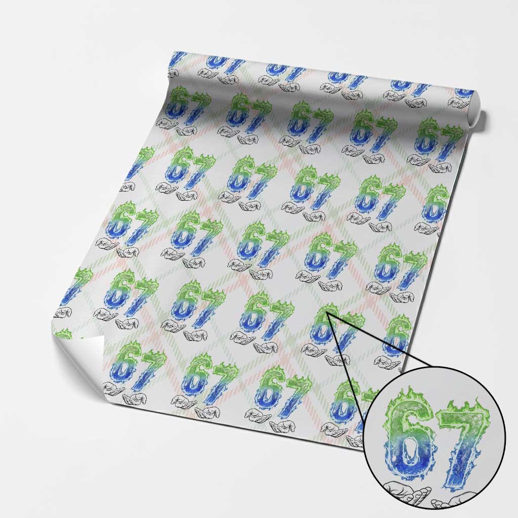 Green Fire Flame Six Seven Wrapping Paper Roll Trendy Meme Gift TS12 Christmas Plaid Print Your Wear