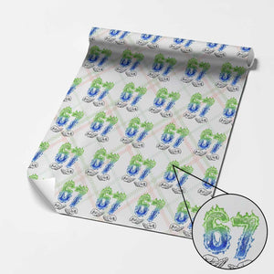 Green Fire Flame Six Seven Wrapping Paper Roll Trendy Meme Gift TS12 Christmas Plaid Print Your Wear