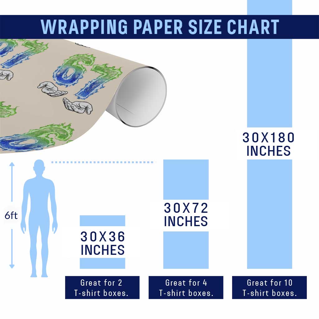 Green Fire Flame Six Seven Wrapping Paper Roll Trendy Meme Gift TS12 Print Your Wear