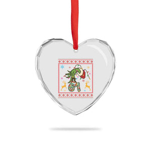 Green Hand 67 Meme Ugly Sweater Heart Crystal Glass Ornament Funny Holiday Gift TS12 Print Your Wear