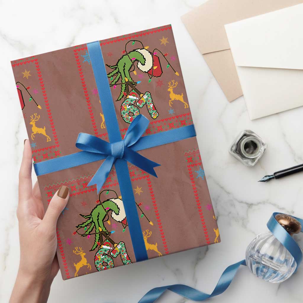 Green Hand 67 Meme Ugly Sweater Wrapping Paper Roll Funny Holiday Gift TS12 Mocha Print Your Wear