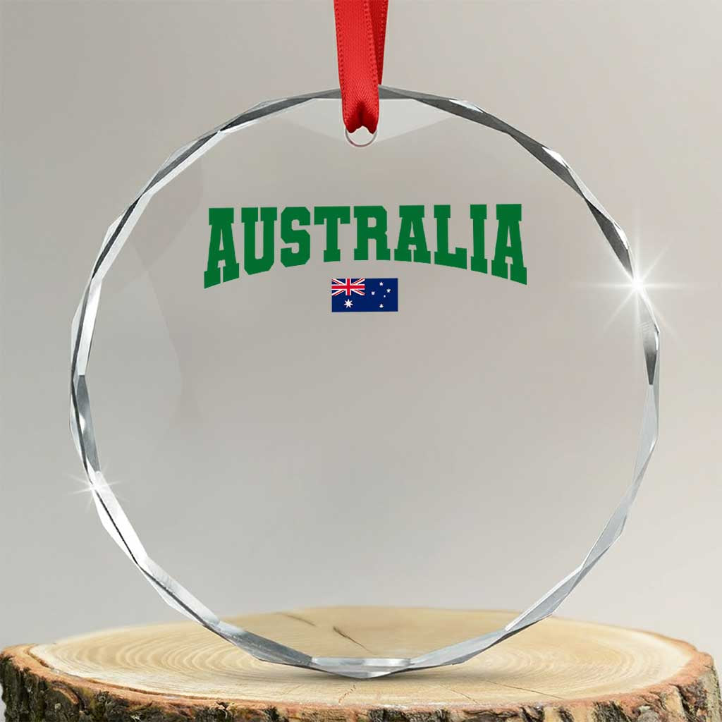 Green Yellow Australia Crystal Glass Ornament Down Under Team Australia Flag Varsity Lettering Soccer Fans Football Tournament TS10 Transparent Glass 3'' Circle Print Your Wear